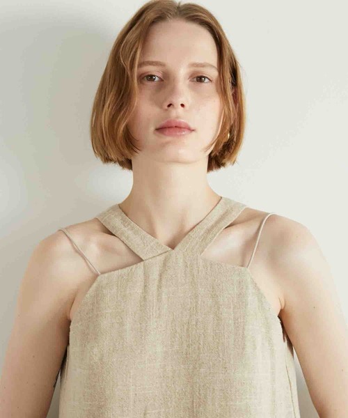 LA PEAU DE GEM】linen long one piece/リネンロングワンピ