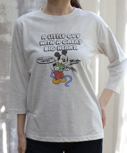 ディズニー ミッキーマウス 七分袖カットソー セール】【DISNEY/ディズニー】ミッキーマウス＆ミニーマウス プリント