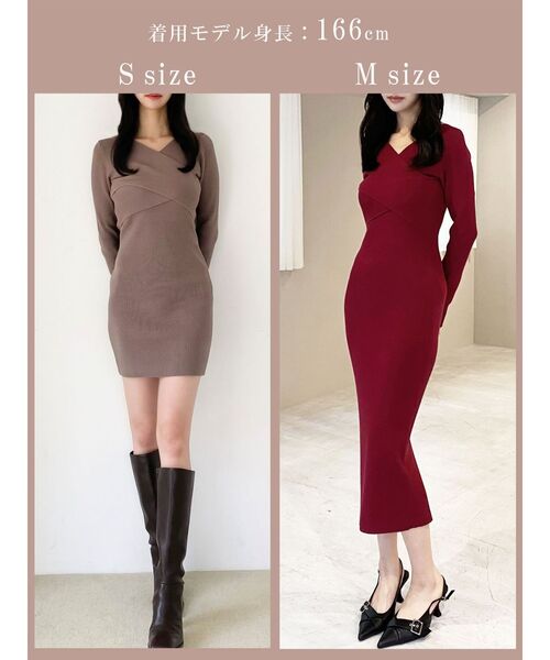 RESEXXY（リゼクシー）の「フロントクロスニットワンピース（ワンピース・レディース・レッド/ブラック/ベージュ・MEDIUM/SMALL）」の8枚目の写真