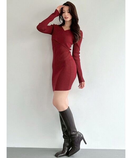 RESEXXY（リゼクシー）の「フロントクロスニットワンピース（ワンピース・レディース・レッド/ブラック/ベージュ・MEDIUM/SMALL）」の15枚目の写真