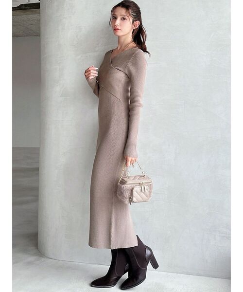 RESEXXY（リゼクシー）の「フロントクロスニットワンピース（ワンピース・レディース・レッド/ブラック/ベージュ・MEDIUM/SMALL）」の22枚目の写真