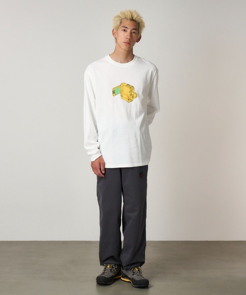Gramicci（グラミチ）の「CAMCORDER L/S TEE｜カムコーダーロングスリーブTシャツ（Tシャツ/カットソー・メンズ・ヘザーグレー/ブラック系その他/ホワイト/オレンジ・S/M/L/XL/XXL）」の7枚目の写真