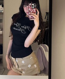【 MEMECLE / メメクル 】ラインストーン ロゴ 半袖Tシャツ