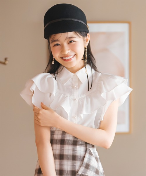 WILLSELECTION(ウィルセレクション)の「バックレース切替フリルブラウス(シャツ/ブラウス・レディース・ブラック/オフホワイト/ライトグレー・FREE)」の1枚目の写真