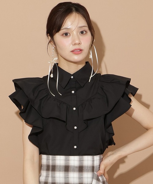 WILLSELECTION(ウィルセレクション)の「バックレース切替フリルブラウス(シャツ/ブラウス・レディース・ブラック/オフホワイト/ライトグレー・FREE)」の2枚目の写真