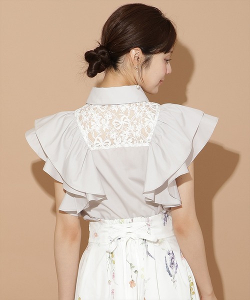 WILLSELECTION(ウィルセレクション)の「バックレース切替フリルブラウス(シャツ/ブラウス・レディース・ブラック/オフホワイト/ライトグレー・FREE)」の11枚目の写真