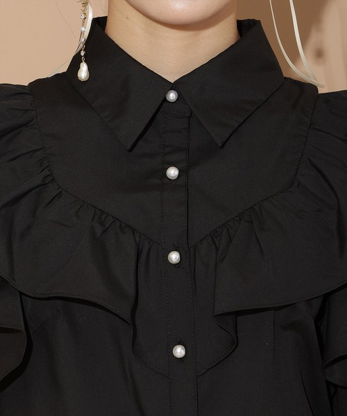 WILLSELECTION(ウィルセレクション)の「バックレース切替フリルブラウス(シャツ/ブラウス・レディース・ブラック/オフホワイト/ライトグレー・FREE)」の5枚目の写真