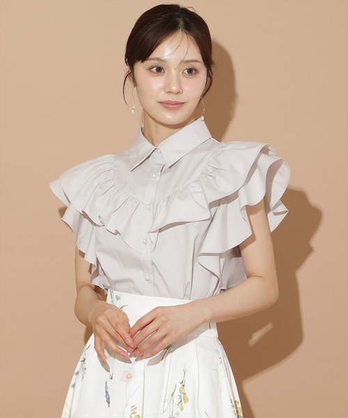WILLSELECTION(ウィルセレクション)の「バックレース切替フリルブラウス(シャツ/ブラウス・レディース・ブラック/オフホワイト/ライトグレー・FREE)」の9枚目の写真