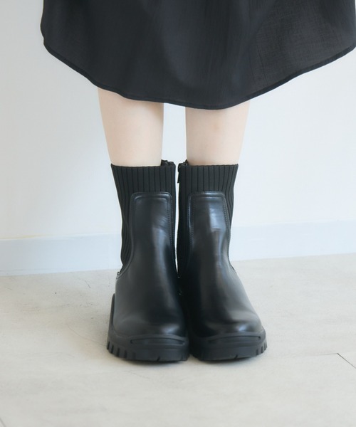 meeny miny（ミーニーマイニー）の「【meeny miny】【すらっと】美脚ニットsocksブーツ（ブーツ・レディース・ブラック/ホワイト・SMALL/MEDIUM/LARGE）」の17枚目の写真