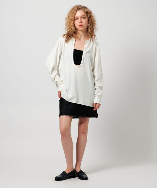 ATTISESSION（アティセッション）の「＜ATTISESSION＞ビッグ サーマル トップス（Tシャツ/カットソー・レディース・グレー系/オフホワイト/ブラック・FREE）」の7枚目の写真