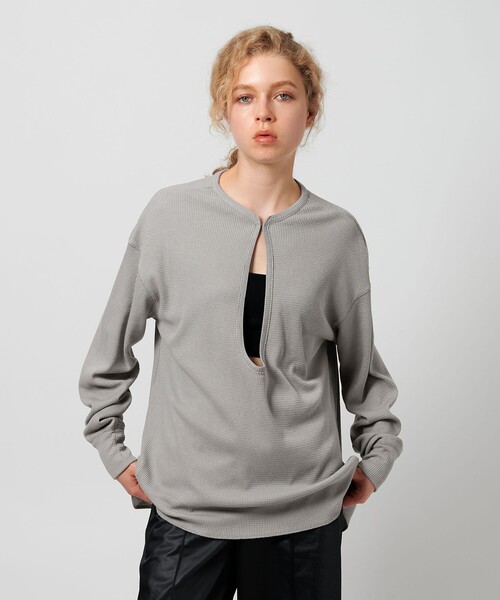 ATTISESSION（アティセッション）の「＜ATTISESSION＞ビッグ サーマル トップス（Tシャツ/カットソー・レディース・グレー系/オフホワイト/ブラック・FREE）」の8枚目の写真