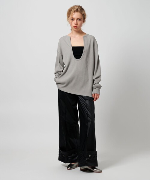 ATTISESSION（アティセッション）の「＜ATTISESSION＞ビッグ サーマル トップス（Tシャツ/カットソー・レディース・グレー系/オフホワイト/ブラック・FREE）」の9枚目の写真