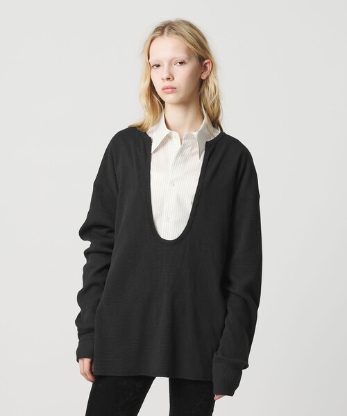 ATTISESSION（アティセッション）の「＜ATTISESSION＞ビッグ サーマル トップス（Tシャツ/カットソー・レディース・グレー系/オフホワイト/ブラック・FREE）」の10枚目の写真