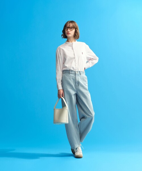 MACKINTOSH PHILOSOPHY（ﾏｯｷﾝﾄｯｼｭ ﾌｨﾛｿﾌｨｰ）の「バッキンガムベア バンドカラーシャツ（シャツ/ブラウス・レディース・ライトブルー/オレンジ/オフホワイト/ダークネイビー・38/36）」の5枚目の写真