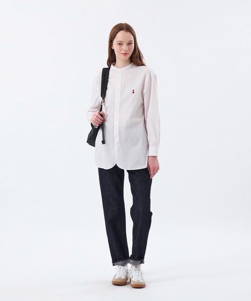 MACKINTOSH PHILOSOPHY（ﾏｯｷﾝﾄｯｼｭ ﾌｨﾛｿﾌｨｰ）の「バッキンガムベア バンドカラーシャツ（シャツ/ブラウス・レディース・ライトブルー/オレンジ/オフホワイト/ダークネイビー・38/36）」の6枚目の写真