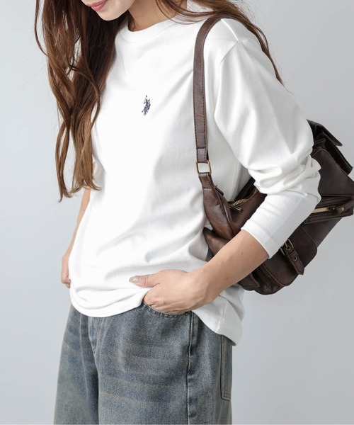 U.S. POLO ASSN.(ユーエスポロアッスン)の「POLOワンポイント刺繍ロングTシャツ(Tシャツ/カットソー・レディース・モカ/チャコール/アイボリー/ブラック/ベージュ/ネイビー・フリー)」の8枚目の写真