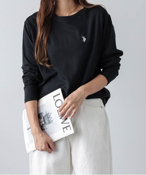 U.S. POLO ASSN.(ユーエスポロアッスン)の「POLOワンポイント刺繍ロングTシャツ(Tシャツ/カットソー・レディース・モカ/チャコール/アイボリー/ブラック/ベージュ/ネイビー・フリー)」の15枚目の写真