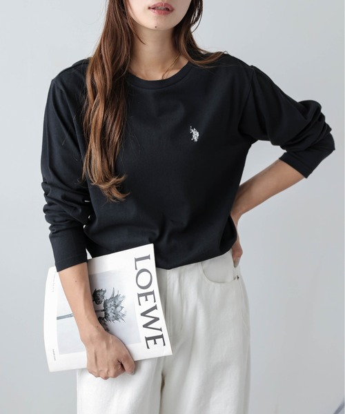 U.S. POLO ASSN.(ユーエスポロアッスン)の「POLOワンポイント刺繍ロングTシャツ(Tシャツ/カットソー・レディース・モカ/チャコール/アイボリー/ブラック/ベージュ/ネイビー・フリー)」の16枚目の写真