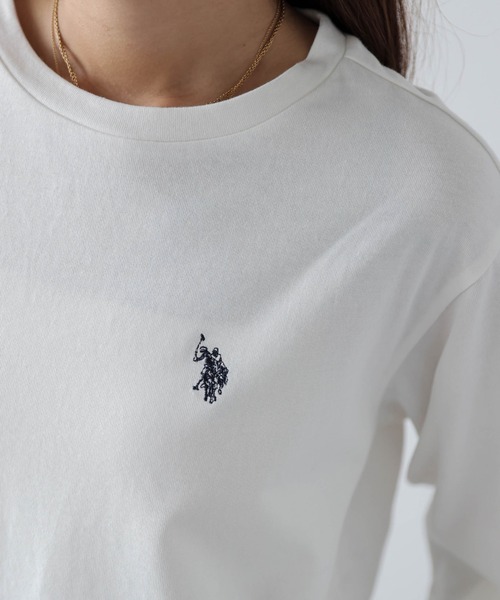 U.S. POLO ASSN.(ユーエスポロアッスン)の「POLOワンポイント刺繍ロングTシャツ(Tシャツ/カットソー・レディース・モカ/チャコール/アイボリー/ブラック/ベージュ/ネイビー・フリー)」の9枚目の写真