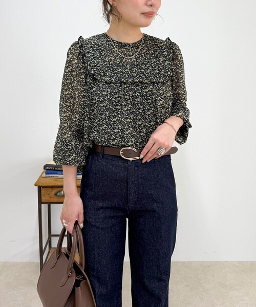 fredy emue（フレディエミュ）の「ピンタックギャザーブラウス（シャツ/ブラウス・レディース・ベージュ系その他/ブラック系その他/サックスブルー/ブラック・38）」の21枚目の写真