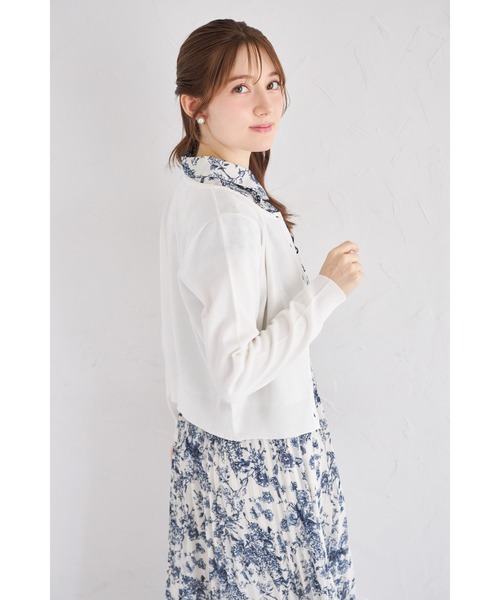 tocco closet(トッコ クローゼット)の「UVカット&接触冷感&ハンドウォッシュ♪超強撚パールフラワー釦カーディガン(カーディガン/ボレロ・レディース・ブラック/オフホワイト/ブルー/ローズ・M)」の9枚目の写真