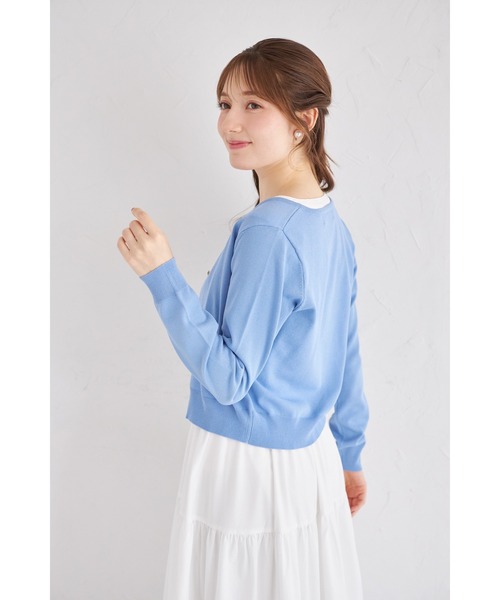 tocco closet(トッコ クローゼット)の「UVカット&接触冷感&ハンドウォッシュ♪超強撚パールフラワー釦カーディガン(カーディガン/ボレロ・レディース・ブラック/オフホワイト/ブルー/ローズ・M)」の22枚目の写真