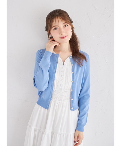 tocco closet(トッコ クローゼット)の「UVカット&接触冷感&ハンドウォッシュ♪超強撚パールフラワー釦カーディガン(カーディガン/ボレロ・レディース・ブラック/オフホワイト/ブルー/ローズ・M)」の21枚目の写真