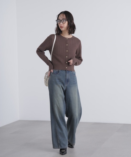 FREE'S MART(フリーズマート)の「◇金ボタンミニケーブルカーディガン(カーディガン/ボレロ・レディース・ネイビー/ホワイト系その他/グレー/ブルー/ブラウン・FREE)」の6枚目の写真