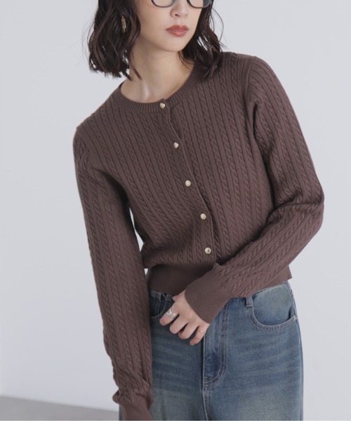 FREE'S MART(フリーズマート)の「◇金ボタンミニケーブルカーディガン(カーディガン/ボレロ・レディース・ネイビー/ホワイト系その他/グレー/ブルー/ブラウン・FREE)」の8枚目の写真
