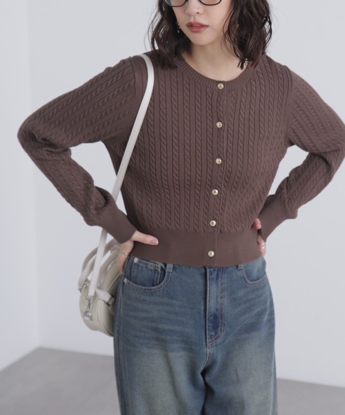FREE'S MART(フリーズマート)の「◇金ボタンミニケーブルカーディガン(カーディガン/ボレロ・レディース・ネイビー/ホワイト系その他/グレー/ブルー/ブラウン・FREE)」の9枚目の写真