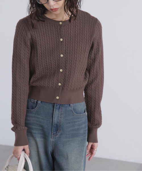 FREE'S MART(フリーズマート)の「◇金ボタンミニケーブルカーディガン(カーディガン/ボレロ・レディース・ネイビー/ホワイト系その他/グレー/ブルー/ブラウン・FREE)」の10枚目の写真