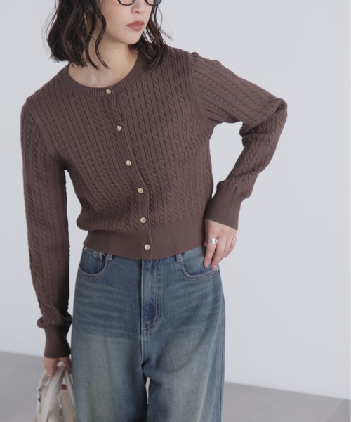 FREE'S MART(フリーズマート)の「◇金ボタンミニケーブルカーディガン(カーディガン/ボレロ・レディース・ネイビー/ホワイト系その他/グレー/ブルー/ブラウン・FREE)」の11枚目の写真