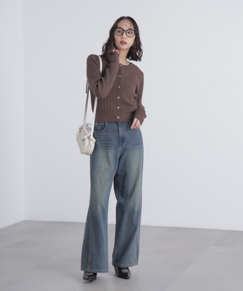 FREE'S MART(フリーズマート)の「◇金ボタンミニケーブルカーディガン(カーディガン/ボレロ・レディース・ネイビー/ホワイト系その他/グレー/ブルー/ブラウン・FREE)」の12枚目の写真