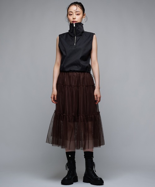 Narcissus（ナルシス）の「ハーフジップトップス/クロップドベスト（その他アウター・レディース・ブラック・FREE）」の2枚目の写真