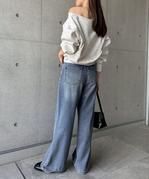 andme(アンドミー)の「セミフレアデニムパンツ(デニムパンツ・レディース・ブルー/ブラック/ライトブルー・M/L)」の14枚目の写真