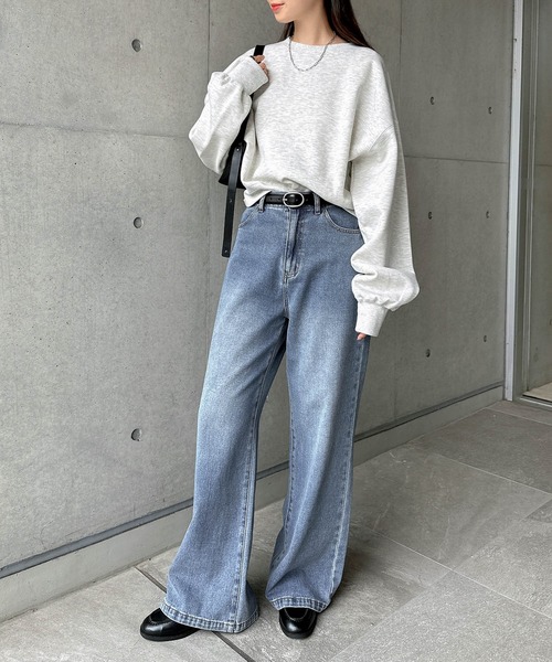andme(アンドミー)の「セミフレアデニムパンツ(デニムパンツ・レディース・ブルー/ブラック/ライトブルー・M/L)」の13枚目の写真