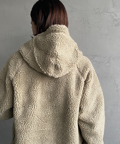 GYMPHLEX（ジムフレックス）の「【WEB限定】[GYMPHLEX/ジムフレックス] ボアフードパーカー（ブルゾン・レディース・ネイビー/グレイッシュベージュ/オフホワイト/ダークベージュ・M/L）」の6枚目の写真