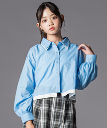 ZIDDY | ダブル襟長袖シャツブラウス&タンクトップセット(130~160cm)(シャツ/ブラウス)