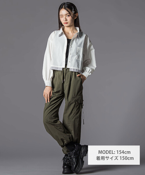 ZIDDY（ジディ）の「ダブル襟長袖シャツブラウス&タンクトップセット(130~160cm)（シャツ/ブラウス・キッズ・ホワイト/ブルー・150cm/FREE/130cm/140cm）」の4枚目の写真