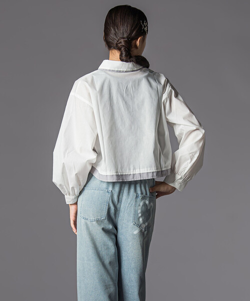 ZIDDY（ジディ）の「ダブル襟長袖シャツブラウス&タンクトップセット(130~160cm)（シャツ/ブラウス・キッズ・ホワイト/ブルー・150cm/FREE/130cm/140cm）」の8枚目の写真