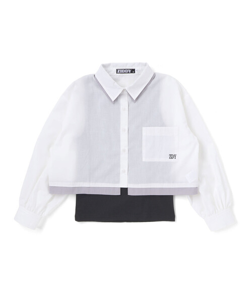 ZIDDY（ジディ）の「ダブル襟長袖シャツブラウス&タンクトップセット(130~160cm)（シャツ/ブラウス・キッズ・ホワイト/ブルー・150cm/FREE/130cm/140cm）」の9枚目の写真