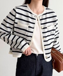 刺繍入りコンパクトニットジャケット