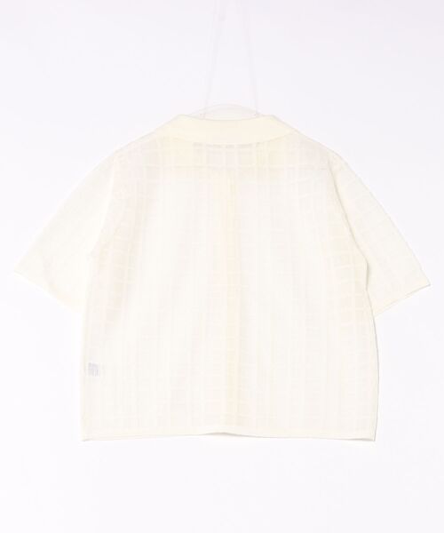 m.f.editorial（エムエフエディトリアル）の「【シアーニット ハンドウォッシャブル】m.f.エディトリアル レディース チェック ニットシャツ（ニット/セーター・レディース・ブラック/アイボリー・LARGE/MEDIUM）」の4枚目の写真