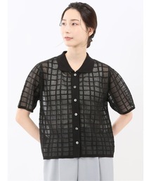 m.f.editorial | 【シアーニット ハンドウォッシャブル】m.f.エディトリアル レディース チェック ニットシャツ(ニット/セーター)