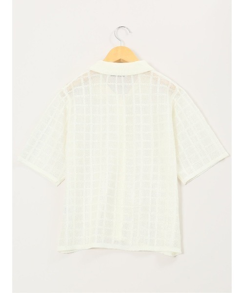 m.f.editorial（エムエフエディトリアル）の「【シアーニット ハンドウォッシャブル】m.f.エディトリアル レディース チェック ニットシャツ（ニット/セーター・レディース・ブラック/アイボリー・LARGE/MEDIUM）」の5枚目の写真