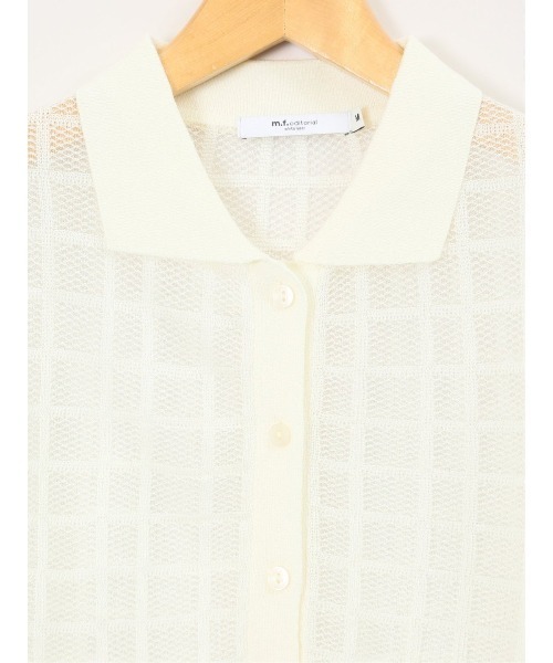 m.f.editorial（エムエフエディトリアル）の「【シアーニット ハンドウォッシャブル】m.f.エディトリアル レディース チェック ニットシャツ（ニット/セーター・レディース・ブラック/アイボリー・LARGE/MEDIUM）」の6枚目の写真