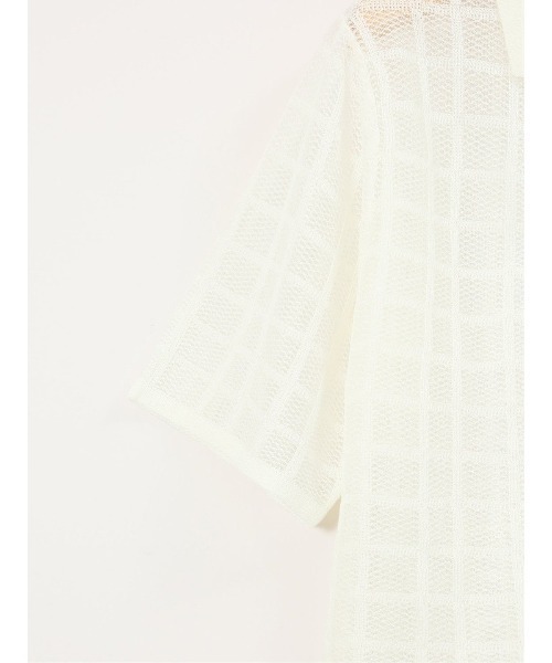 m.f.editorial（エムエフエディトリアル）の「【シアーニット ハンドウォッシャブル】m.f.エディトリアル レディース チェック ニットシャツ（ニット/セーター・レディース・ブラック/アイボリー・LARGE/MEDIUM）」の7枚目の写真