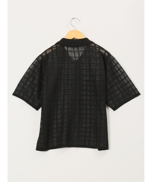 m.f.editorial（エムエフエディトリアル）の「【シアーニット ハンドウォッシャブル】m.f.エディトリアル レディース チェック ニットシャツ（ニット/セーター・レディース・ブラック/アイボリー・LARGE/MEDIUM）」の10枚目の写真