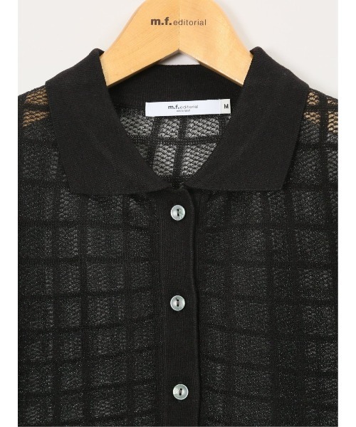 m.f.editorial（エムエフエディトリアル）の「【シアーニット ハンドウォッシャブル】m.f.エディトリアル レディース チェック ニットシャツ（ニット/セーター・レディース・ブラック/アイボリー・LARGE/MEDIUM）」の11枚目の写真
