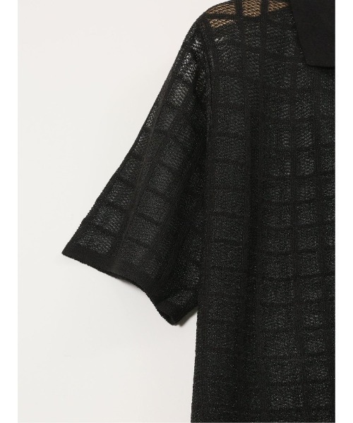 m.f.editorial（エムエフエディトリアル）の「【シアーニット ハンドウォッシャブル】m.f.エディトリアル レディース チェック ニットシャツ（ニット/セーター・レディース・ブラック/アイボリー・LARGE/MEDIUM）」の12枚目の写真